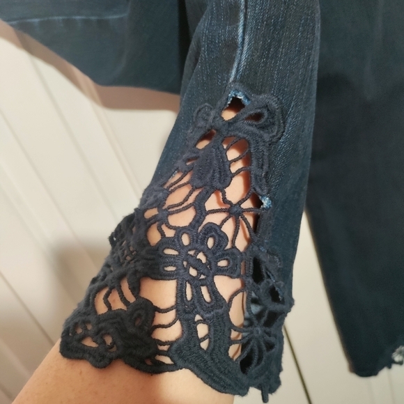 Soft Surroundings Skinny jeans lace design, high waist woman size 8 dark blue - Picture 4 of 6